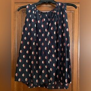 Madewell Womens Sleeveless Blouse Small Navy with Polka Dots